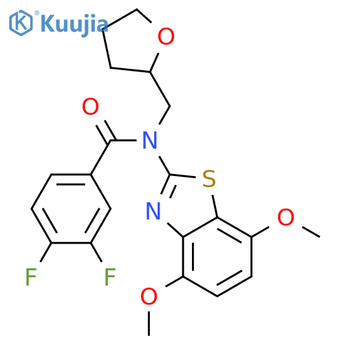 N-(4,7-dimethoxy-1,3-benzothiazol-2-yl)-3,4-difluoro-N-[(oxolan-2-yl)methyl]benzamide structure