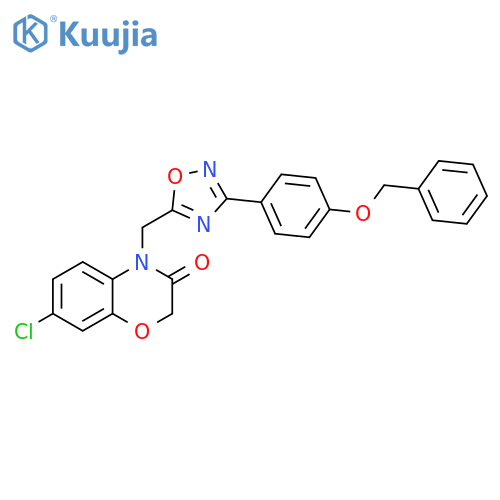 4-({3-[4-(benzyloxy)phenyl]-1,2,4-oxadiazol-5-yl}methyl)-7-chloro-3,4-dihydro-2H-1,4-benzoxazin-3-one structure