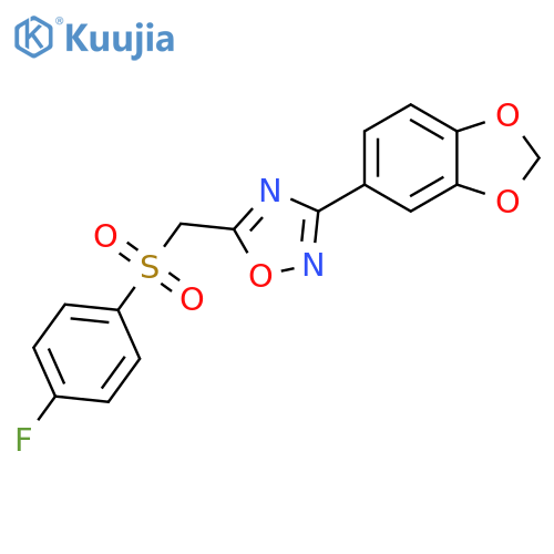 3-(2H-1,3-benzodioxol-5-yl)-5-[(4-fluorobenzenesulfonyl)methyl]-1,2,4-oxadiazole structure