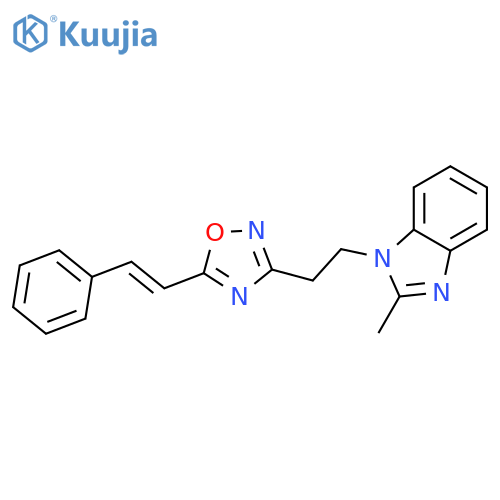 2-methyl-1-(2-{5-(E)-2-phenylethenyl-1,2,4-oxadiazol-3-yl}ethyl)-1H-1,3-benzodiazole structure