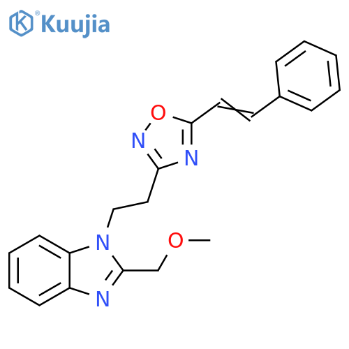 2-(methoxymethyl)-1-(2-{5-(E)-2-phenylethenyl-1,2,4-oxadiazol-3-yl}ethyl)-1H-1,3-benzodiazole structure
