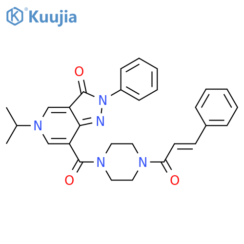 2-phenyl-7-{4-[(2E)-3-phenylprop-2-enoyl]piperazine-1-carbonyl}-5-(propan-2-yl)-2H,3H,5H-pyrazolo[4,3-c]pyridin-3-one structure
