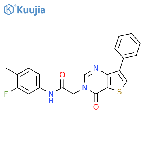 N-(3-fluoro-4-methylphenyl)-2-{4-oxo-7-phenyl-3H,4H-thieno[3,2-d]pyrimidin-3-yl}acetamide structure