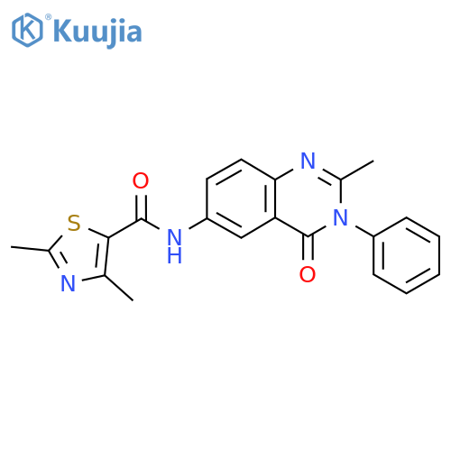 2,4-dimethyl-N-(2-methyl-4-oxo-3-phenyl-3,4-dihydroquinazolin-6-yl)-1,3-thiazole-5-carboxamide structure