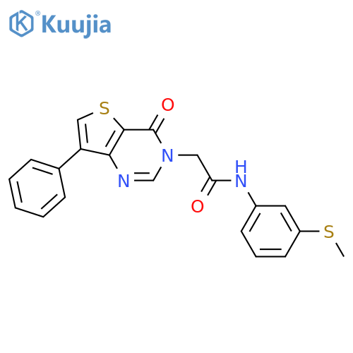 N-[3-(methylsulfanyl)phenyl]-2-{4-oxo-7-phenyl-3H,4H-thieno[3,2-d]pyrimidin-3-yl}acetamide structure