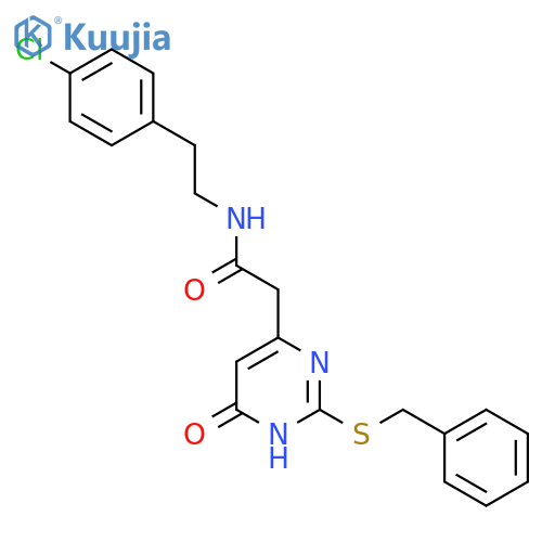 2-2-(benzylsulfanyl)-6-oxo-1,6-dihydropyrimidin-4-yl-N-2-(4-chlorophenyl)ethylacetamide structure