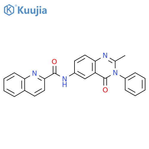 N-(2-methyl-4-oxo-3-phenyl-3,4-dihydroquinazolin-6-yl)quinoline-2-carboxamide structure