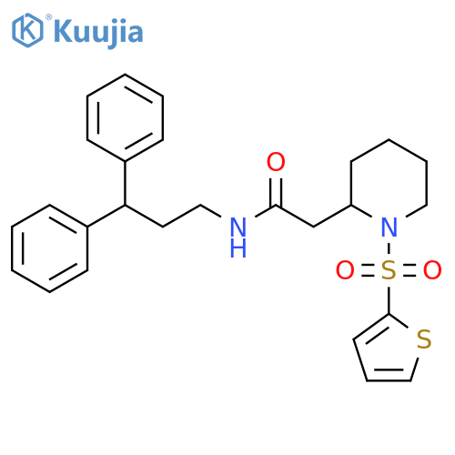 N-(3,3-diphenylpropyl)-2-1-(thiophene-2-sulfonyl)piperidin-2-ylacetamide structure