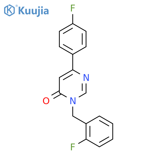 6-(4-fluorophenyl)-3-(2-fluorophenyl)methyl-3,4-dihydropyrimidin-4-one structure