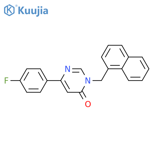 6-(4-fluorophenyl)-3-[(naphthalen-1-yl)methyl]-3,4-dihydropyrimidin-4-one structure