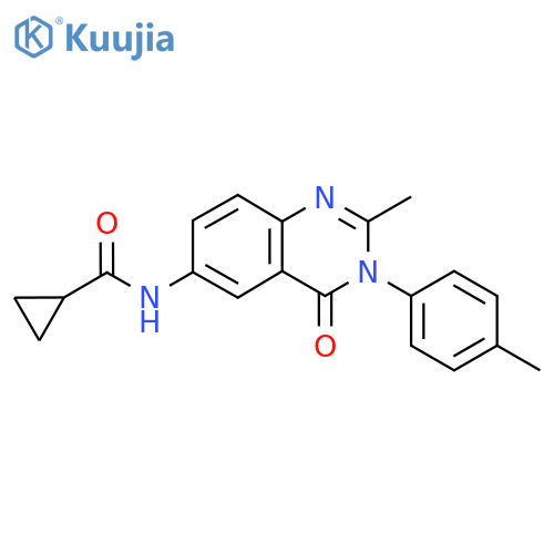 N-[2-methyl-3-(4-methylphenyl)-4-oxo-3,4-dihydroquinazolin-6-yl]cyclopropanecarboxamide structure