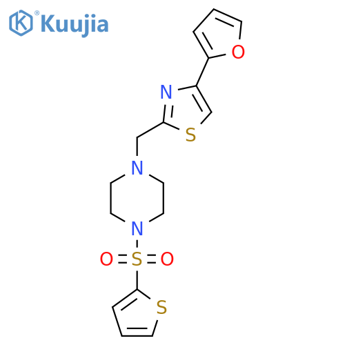 1-{4-(furan-2-yl)-1,3-thiazol-2-ylmethyl}-4-(thiophene-2-sulfonyl)piperazine structure