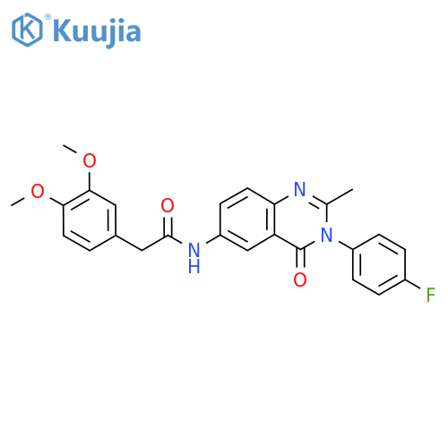 2-(3,4-dimethoxyphenyl)-N-3-(4-fluorophenyl)-2-methyl-4-oxo-3,4-dihydroquinazolin-6-ylacetamide structure