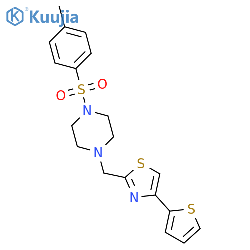1-(4-methylbenzenesulfonyl)-4-{[4-(thiophen-2-yl)-1,3-thiazol-2-yl]methyl}piperazine structure