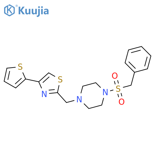 1-phenylmethanesulfonyl-4-{4-(thiophen-2-yl)-1,3-thiazol-2-ylmethyl}piperazine structure