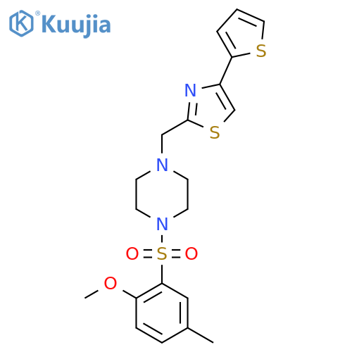 1-(2-methoxy-5-methylbenzenesulfonyl)-4-{4-(thiophen-2-yl)-1,3-thiazol-2-ylmethyl}piperazine structure