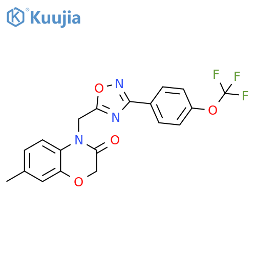 7-methyl-4-({3-[4-(trifluoromethoxy)phenyl]-1,2,4-oxadiazol-5-yl}methyl)-3,4-dihydro-2H-1,4-benzoxazin-3-one structure