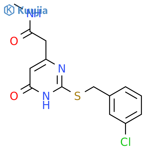 2-(2-{(3-chlorophenyl)methylsulfanyl}-6-oxo-1,6-dihydropyrimidin-4-yl)-N-methylacetamide structure