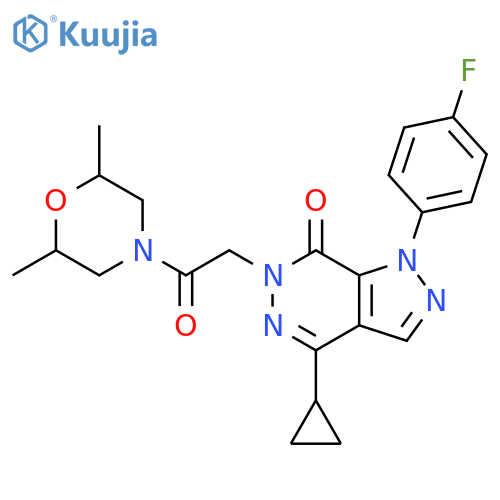 4-cyclopropyl-6-2-(2,6-dimethylmorpholin-4-yl)-2-oxoethyl-1-(4-fluorophenyl)-1H,6H,7H-pyrazolo3,4-dpyridazin-7-one structure