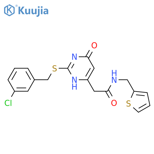 2-(2-{[(3-chlorophenyl)methyl]sulfanyl}-6-oxo-1,6-dihydropyrimidin-4-yl)-N-[(thiophen-2-yl)methyl]acetamide structure