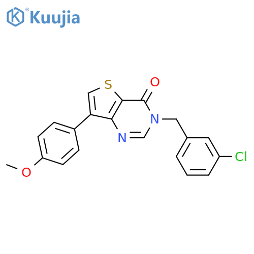 3-[(3-chlorophenyl)methyl]-7-(4-methoxyphenyl)-3H,4H-thieno[3,2-d]pyrimidin-4-one structure