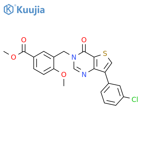 methyl 3-{[7-(3-chlorophenyl)-4-oxo-3H,4H-thieno[3,2-d]pyrimidin-3-yl]methyl}-4-methoxybenzoate structure