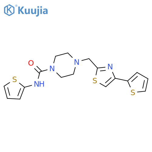 N-(thiophen-2-yl)-4-{[4-(thiophen-2-yl)-1,3-thiazol-2-yl]methyl}piperazine-1-carboxamide structure