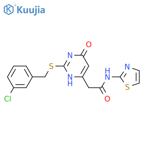 2-(2-{(3-chlorophenyl)methylsulfanyl}-6-oxo-1,6-dihydropyrimidin-4-yl)-N-(1,3-thiazol-2-yl)acetamide structure