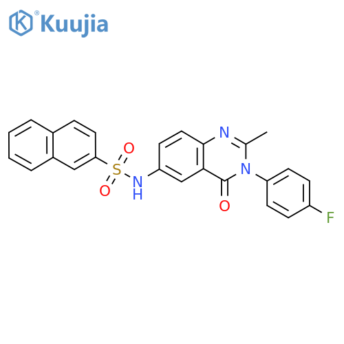 N-[3-(4-fluorophenyl)-2-methyl-4-oxo-3,4-dihydroquinazolin-6-yl]naphthalene-2-sulfonamide structure