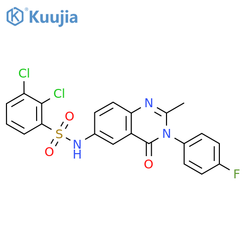 2,3-dichloro-N-3-(4-fluorophenyl)-2-methyl-4-oxo-3,4-dihydroquinazolin-6-ylbenzene-1-sulfonamide structure