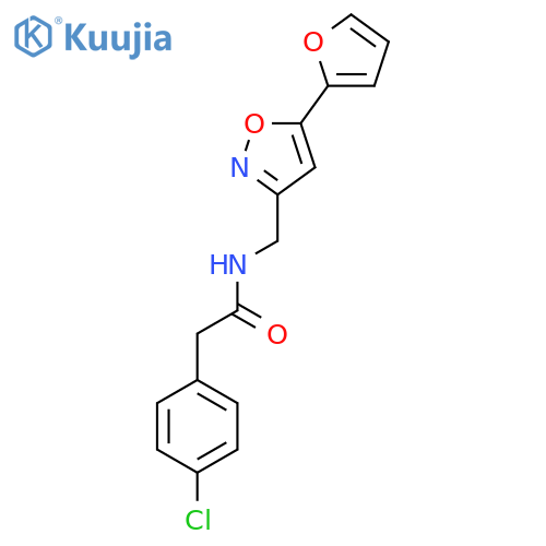 2-(4-chlorophenyl)-N-{[5-(furan-2-yl)-1,2-oxazol-3-yl]methyl}acetamide structure