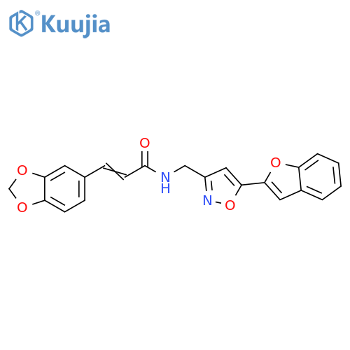 (2Z)-3-(2H-1,3-benzodioxol-5-yl)-N-{[5-(1-benzofuran-2-yl)-1,2-oxazol-3-yl]methyl}prop-2-enamide structure
