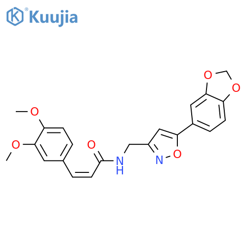 (2Z)-N-{5-(2H-1,3-benzodioxol-5-yl)-1,2-oxazol-3-ylmethyl}-3-(3,4-dimethoxyphenyl)prop-2-enamide structure