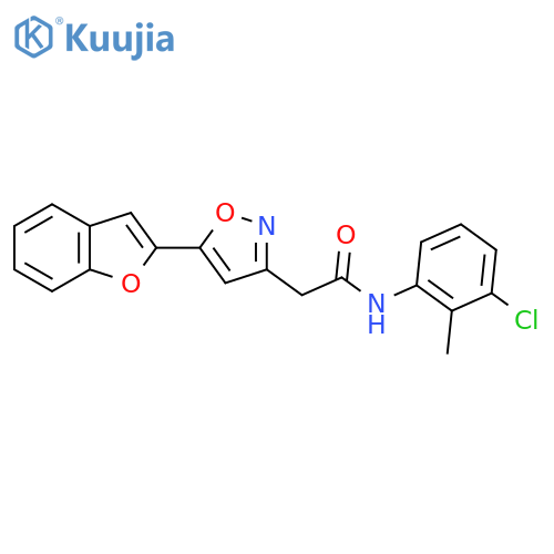 2-5-(1-benzofuran-2-yl)-1,2-oxazol-3-yl-N-(3-chloro-2-methylphenyl)acetamide structure