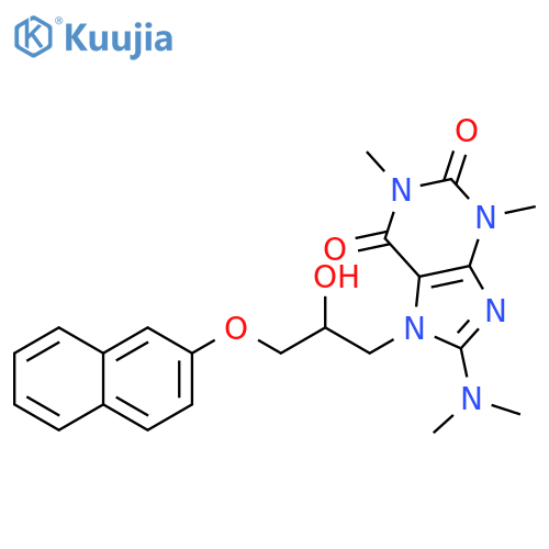 8-(dimethylamino)-7-2-hydroxy-3-(naphthalen-2-yloxy)propyl-1,3-dimethyl-2,3,6,7-tetrahydro-1H-purine-2,6-dione structure