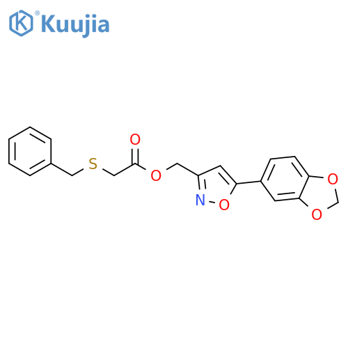[5-(2H-1,3-benzodioxol-5-yl)-1,2-oxazol-3-yl]methyl 2-(benzylsulfanyl)acetate structure