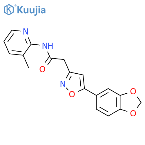 2-5-(2H-1,3-benzodioxol-5-yl)-1,2-oxazol-3-yl-N-(3-methylpyridin-2-yl)acetamide structure
