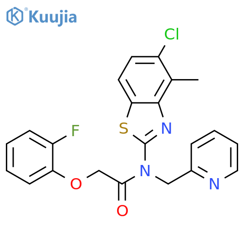 N-(5-chloro-4-methyl-1,3-benzothiazol-2-yl)-2-(2-fluorophenoxy)-N-[(pyridin-2-yl)methyl]acetamide structure