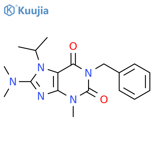 1-benzyl-8-(dimethylamino)-3-methyl-7-(propan-2-yl)-2,3,6,7-tetrahydro-1H-purine-2,6-dione structure