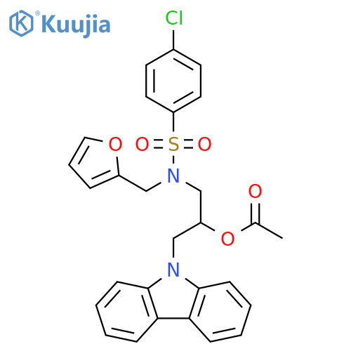 1-(9H-carbazol-9-yl)-3-{N-[(furan-2-yl)methyl]4-chlorobenzenesulfonamido}propan-2-yl acetate structure