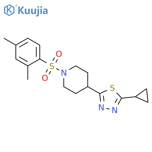 4-(5-cyclopropyl-1,3,4-thiadiazol-2-yl)-1-(2,4-dimethylbenzenesulfonyl)piperidine structure