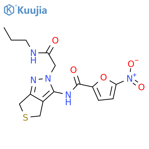 5-nitro-N-{2-[(propylcarbamoyl)methyl]-2H,4H,6H-thieno[3,4-c]pyrazol-3-yl}furan-2-carboxamide structure