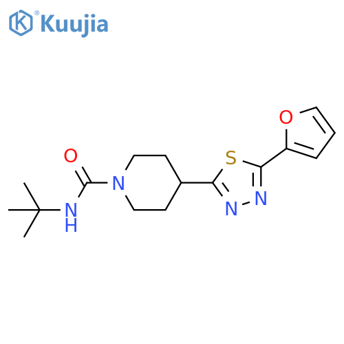 N-tert-butyl-4-5-(furan-2-yl)-1,3,4-thiadiazol-2-ylpiperidine-1-carboxamide structure