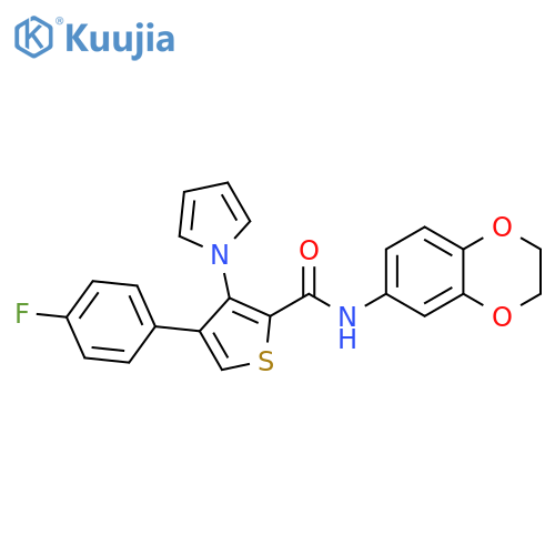 N-(2,3-dihydro-1,4-benzodioxin-6-yl)-4-(4-fluorophenyl)-3-(1H-pyrrol-1-yl)thiophene-2-carboxamide structure