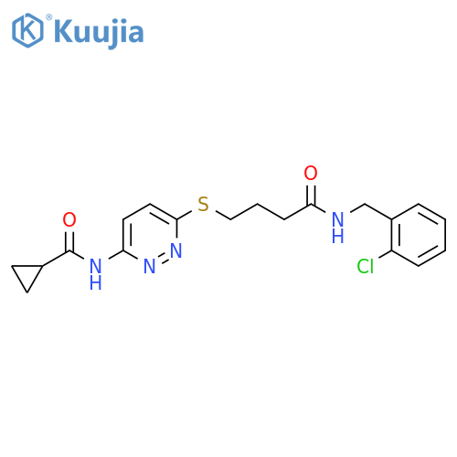N-{6-(3-{(2-chlorophenyl)methylcarbamoyl}propyl)sulfanylpyridazin-3-yl}cyclopropanecarboxamide structure