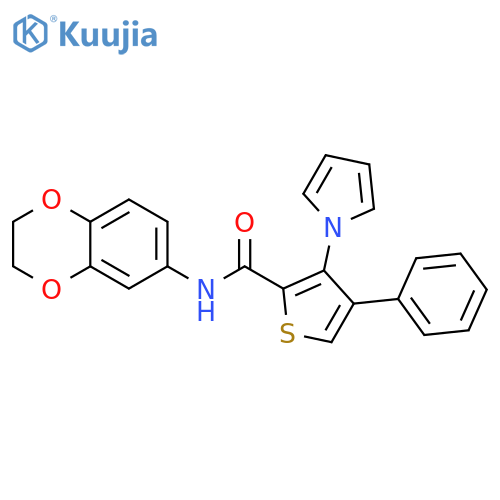 N-(2,3-dihydro-1,4-benzodioxin-6-yl)-4-phenyl-3-(1H-pyrrol-1-yl)thiophene-2-carboxamide structure