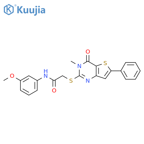 N-(3-methoxyphenyl)-2-({3-methyl-4-oxo-6-phenyl-3H,4H-thieno[3,2-d]pyrimidin-2-yl}sulfanyl)acetamide structure