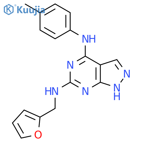 N6-(furan-2-yl)methyl-N4-(4-methylphenyl)-1H-pyrazolo3,4-dpyrimidine-4,6-diamine structure