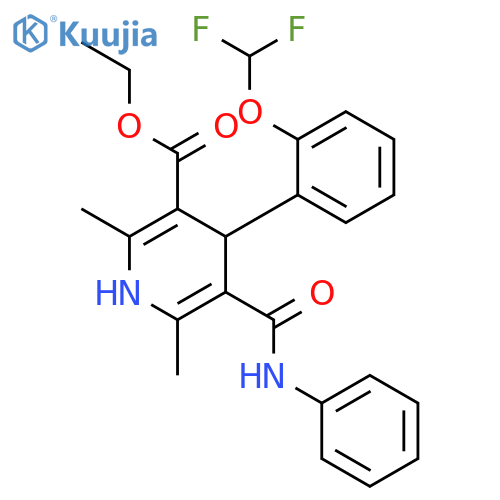 3-Pyridinecarboxylicacid,4-[2-(difluoromethoxy)phenyl]-1,4-dihydro-2,6-dimethyl-5-[(phenylamino)carbonyl]-,ethyl ester structure