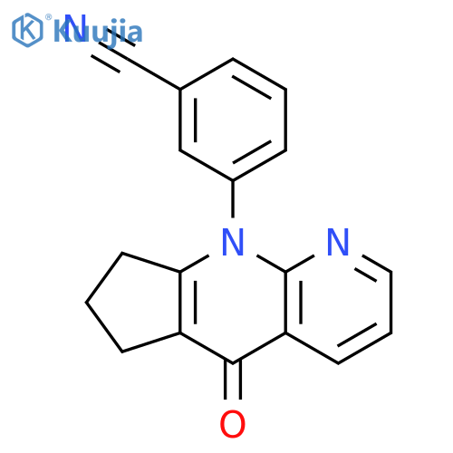 Benzonitrile, 3-(5,6,7,8-tetrahydro-5-oxo-9H-cyclopenta[b][1,8]naphthyridin-9-yl)- structure
